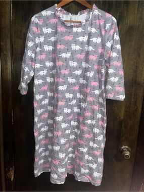 Catalog Favorites Grey Cat Print Nightgown - Pink & White